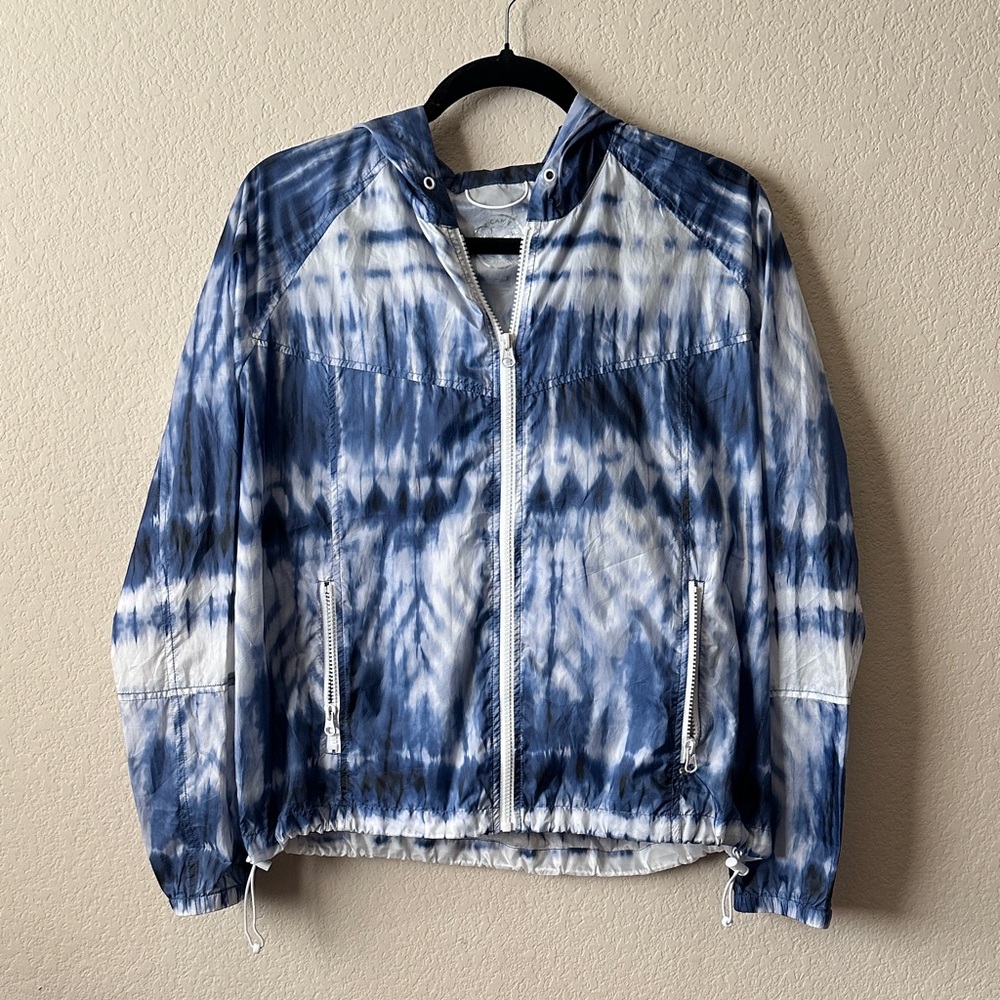 American Eagle Outfitters Blue and White Tie-Dye Windbreaker Jacket